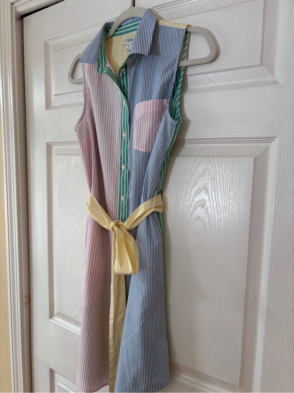 J. Crew Multicolor Striped Sleeveless Button-Down Shirt Dress Size 6 - Picture 5 of 11